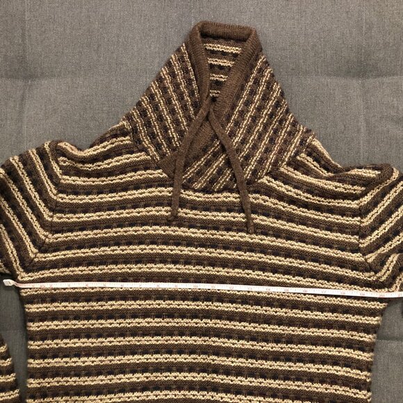 Men's MCL Brown Striped Collared Sweater - Size EU XL - Picture 3 of 6